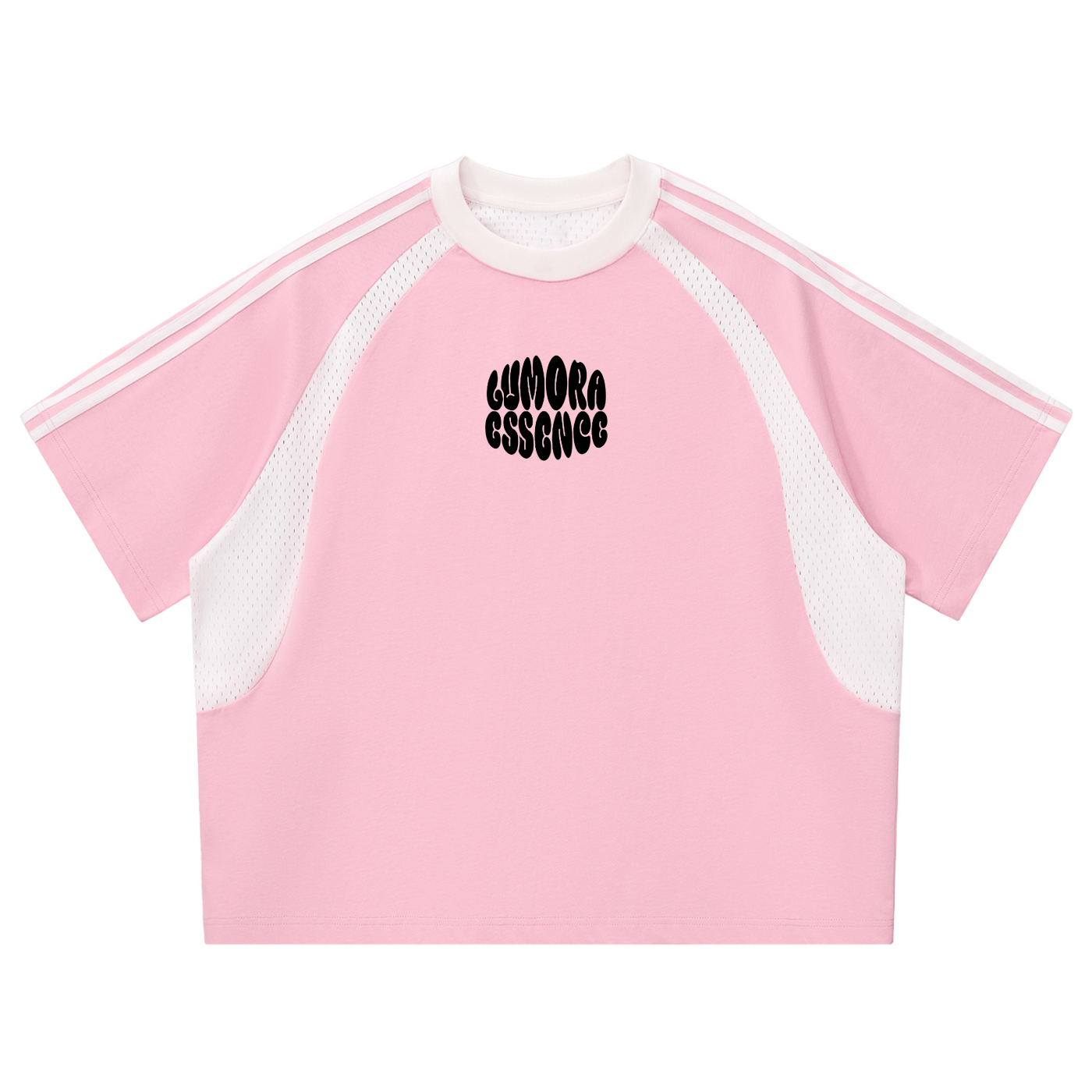 Contrast Stripes Panel Mesh T-shirt