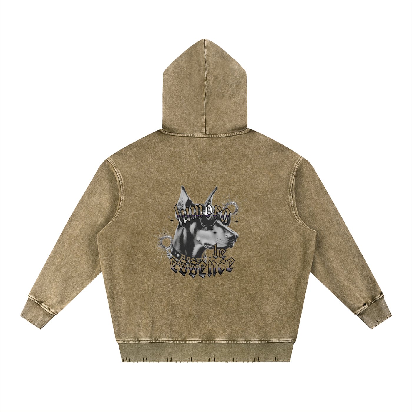 Snow Wash Hand-Frayed Heavyweight  Hoodie