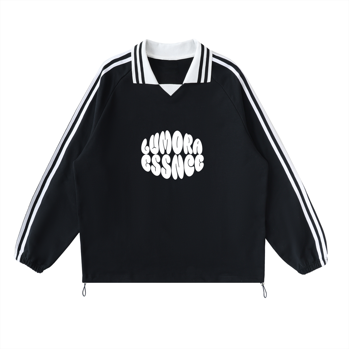 Contrast Striped Lapel Collar Sweatshirt