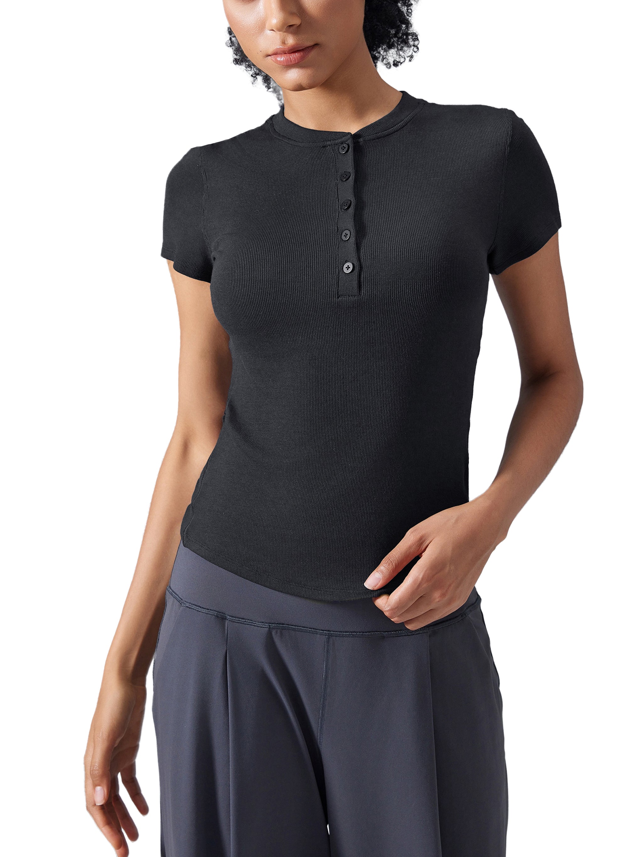 Modal Bodycon Henley Shirt
