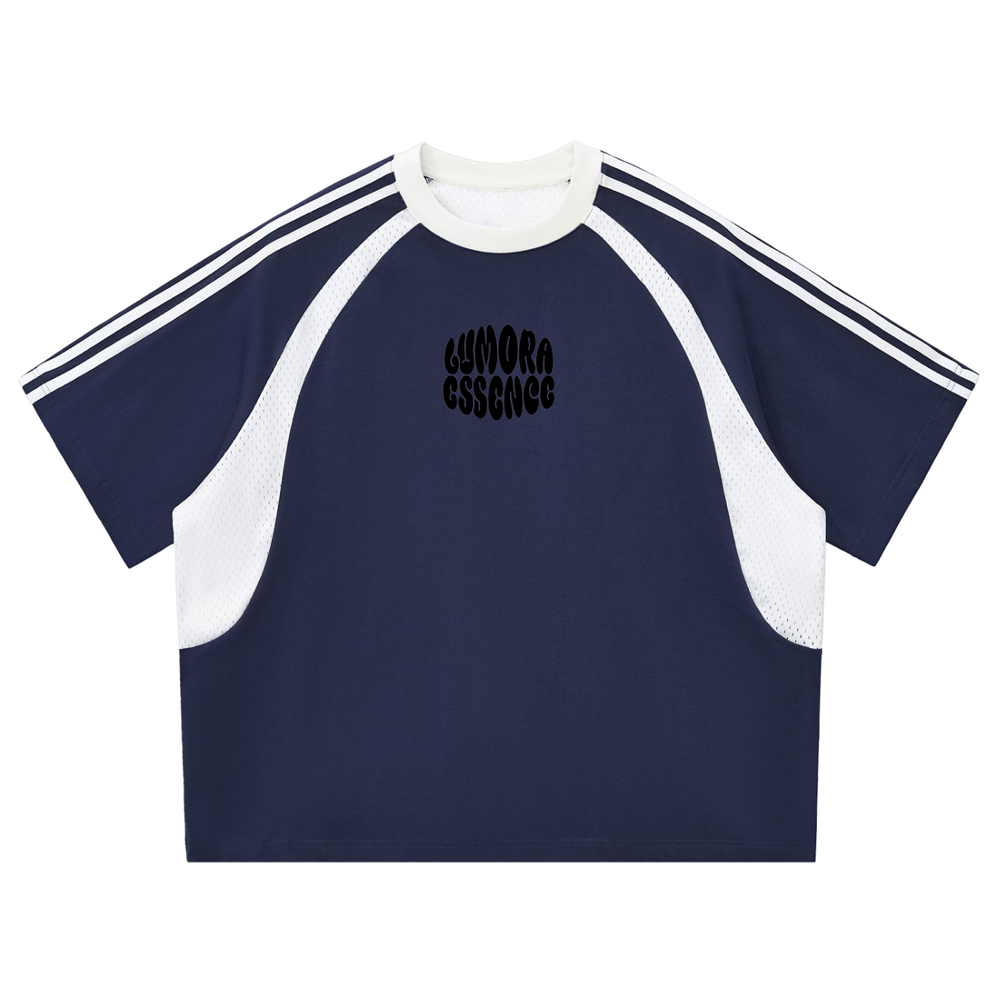 Contrast Stripes Panel Mesh T-shirt