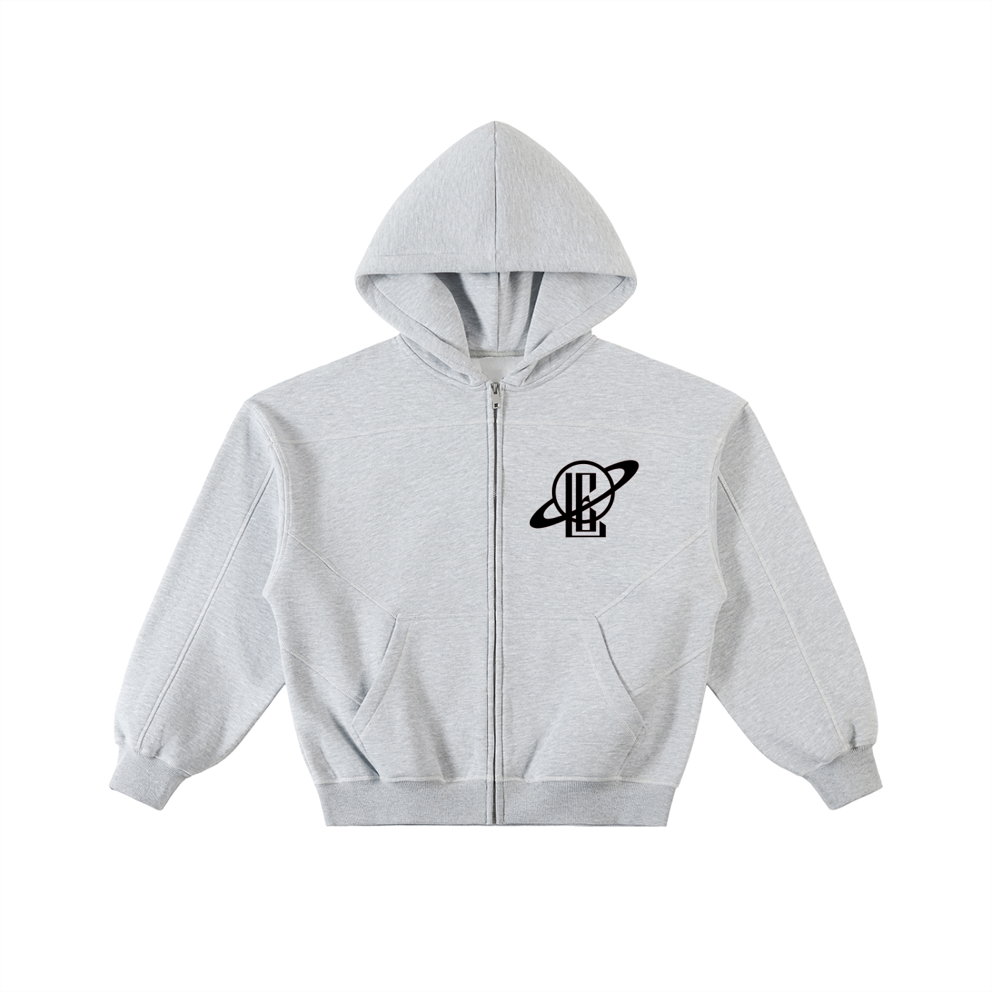 Contrast-Stitched Boxy Fleece Hoodie