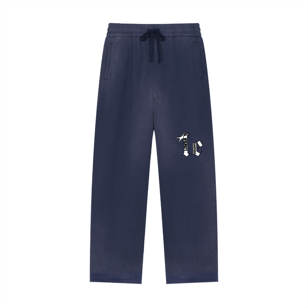 Sun Fade Raw Edge Straight-Leg Sweatpants
