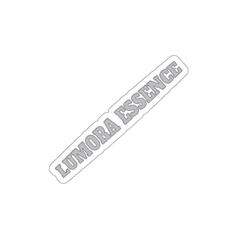 Die-Cut Sticker — "LUMORA ESSENCE" Logo Sticker, Minimal White Vinyl Decal for Laptops & Water Bottles