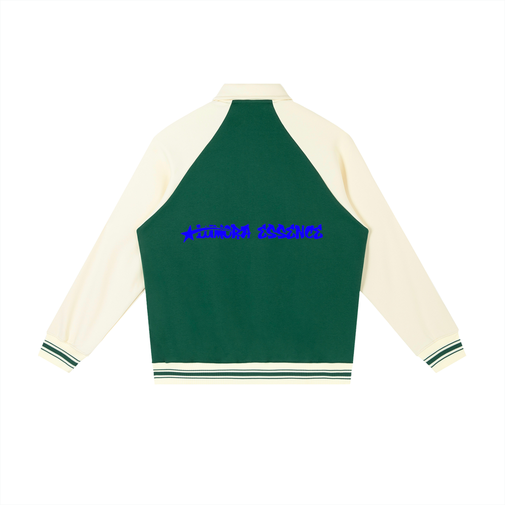 Contrast Raglan Sleeve Baseball Jacket
