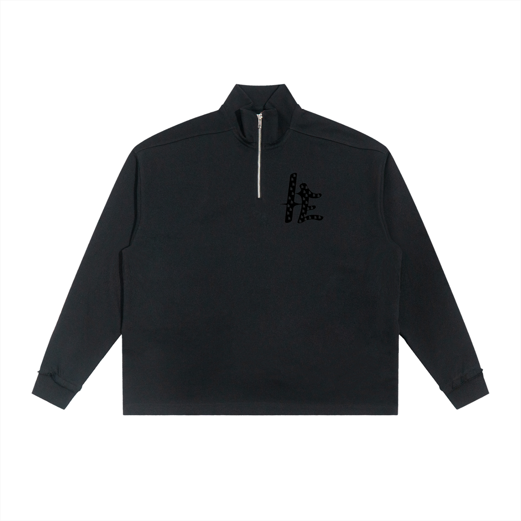 Half-Zip Rolled Edge Fleece Sweatshirt