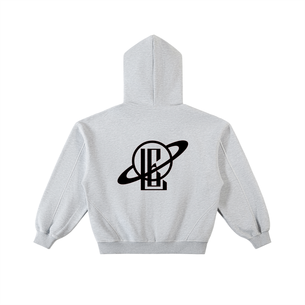 Contrast-Stitched Boxy Fleece Hoodie