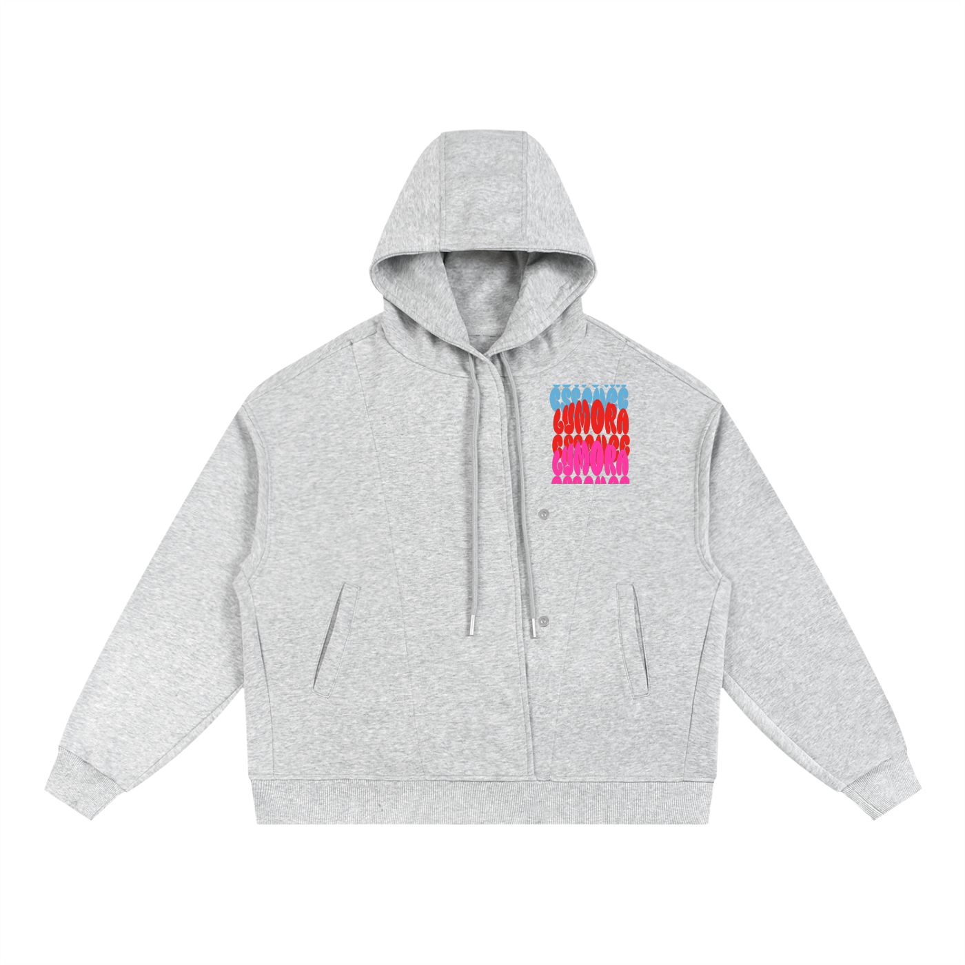 Boxy Button Placket Hoodie