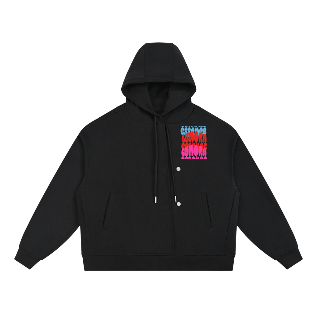 Boxy Button Placket Hoodie