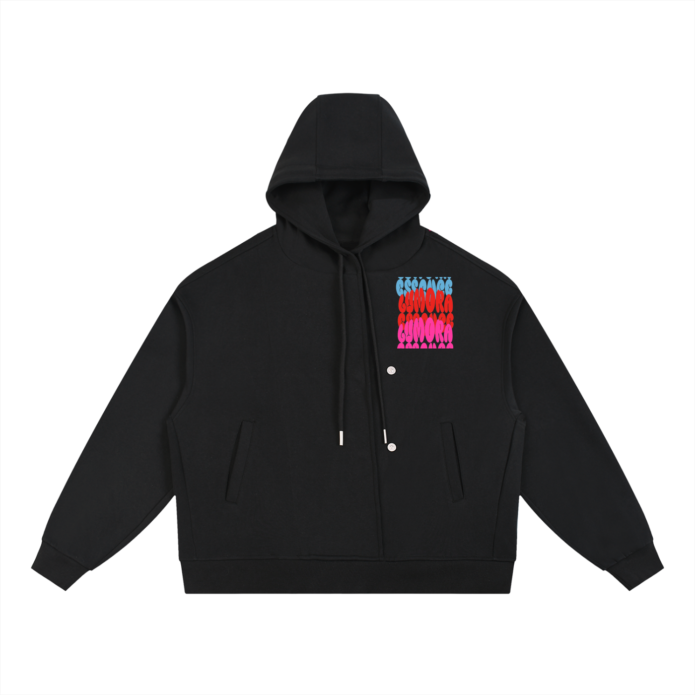 Boxy Button Placket Hoodie