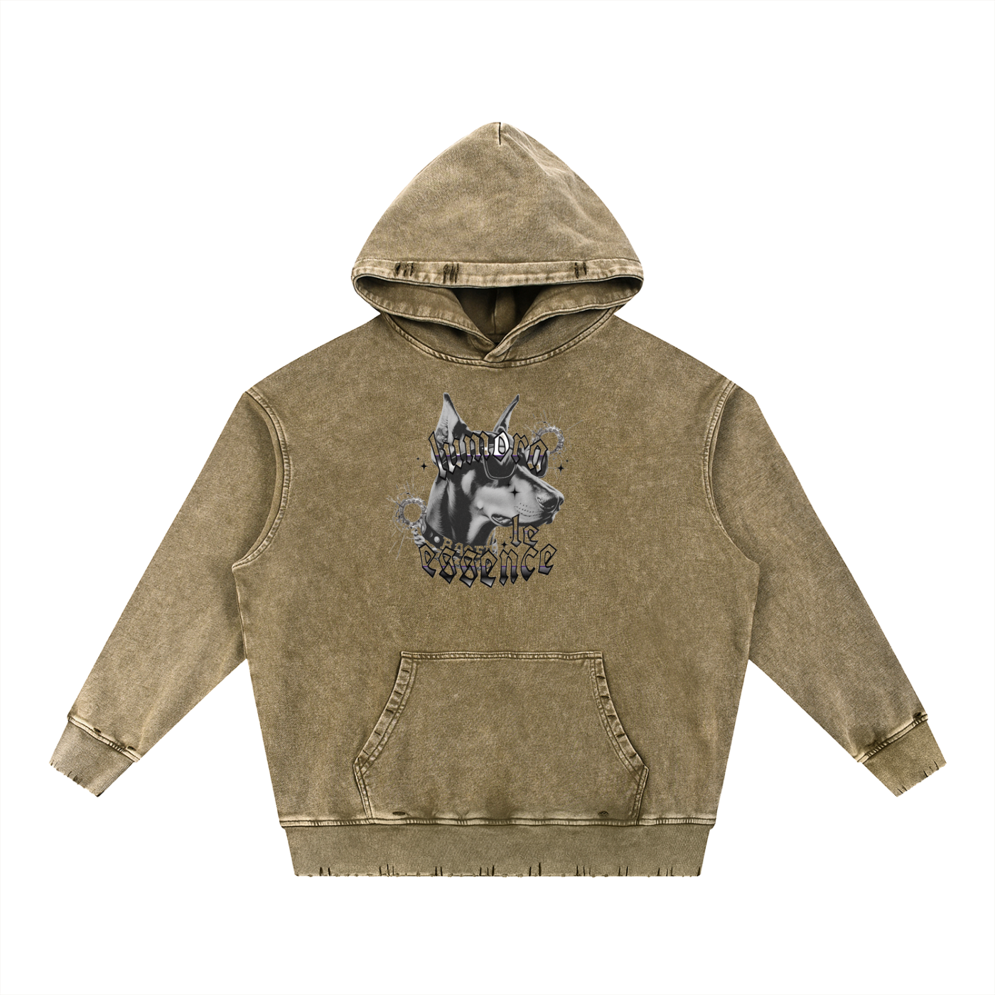 Snow Wash Hand-Frayed Heavyweight  Hoodie