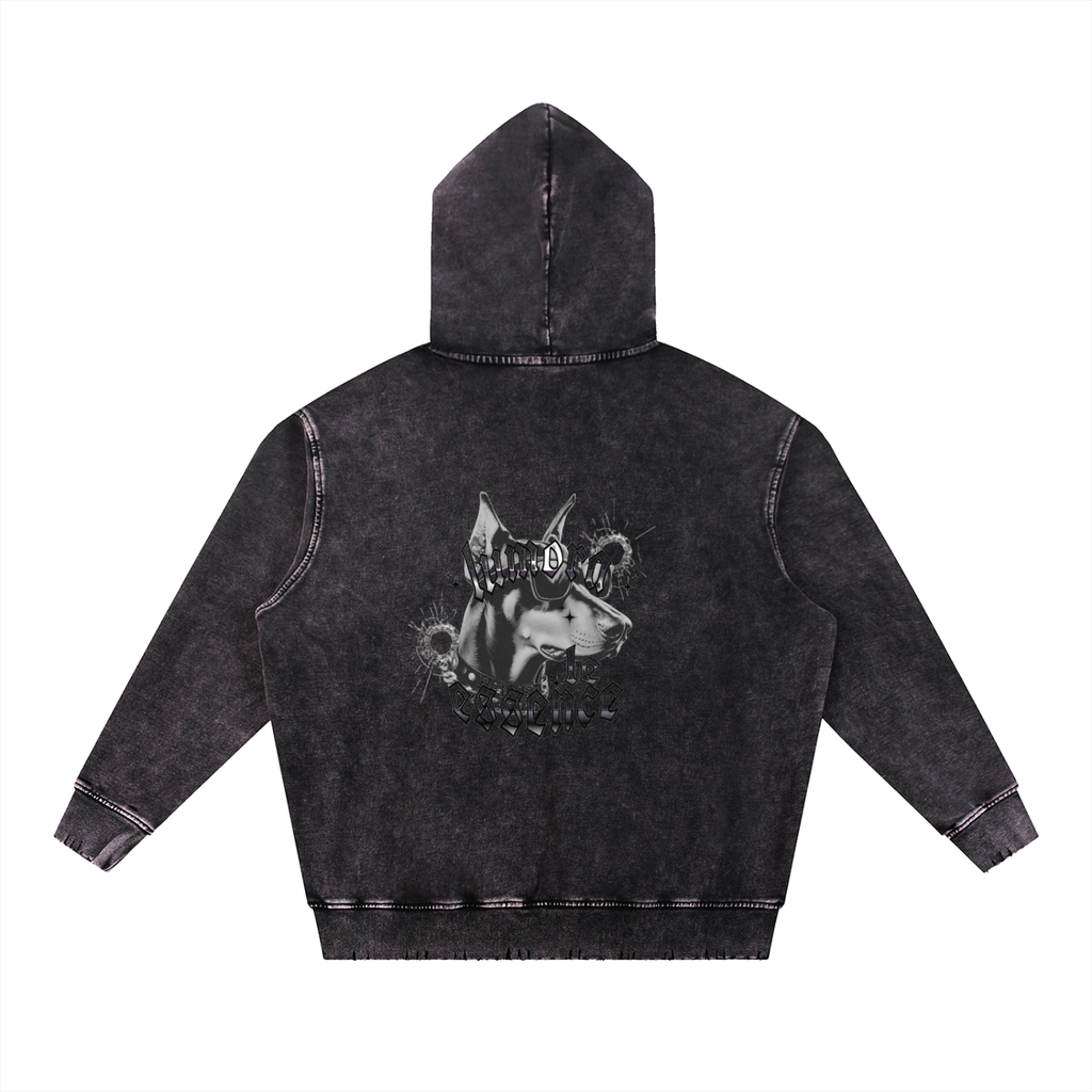 Snow Wash Hand-Frayed Heavyweight  Hoodie