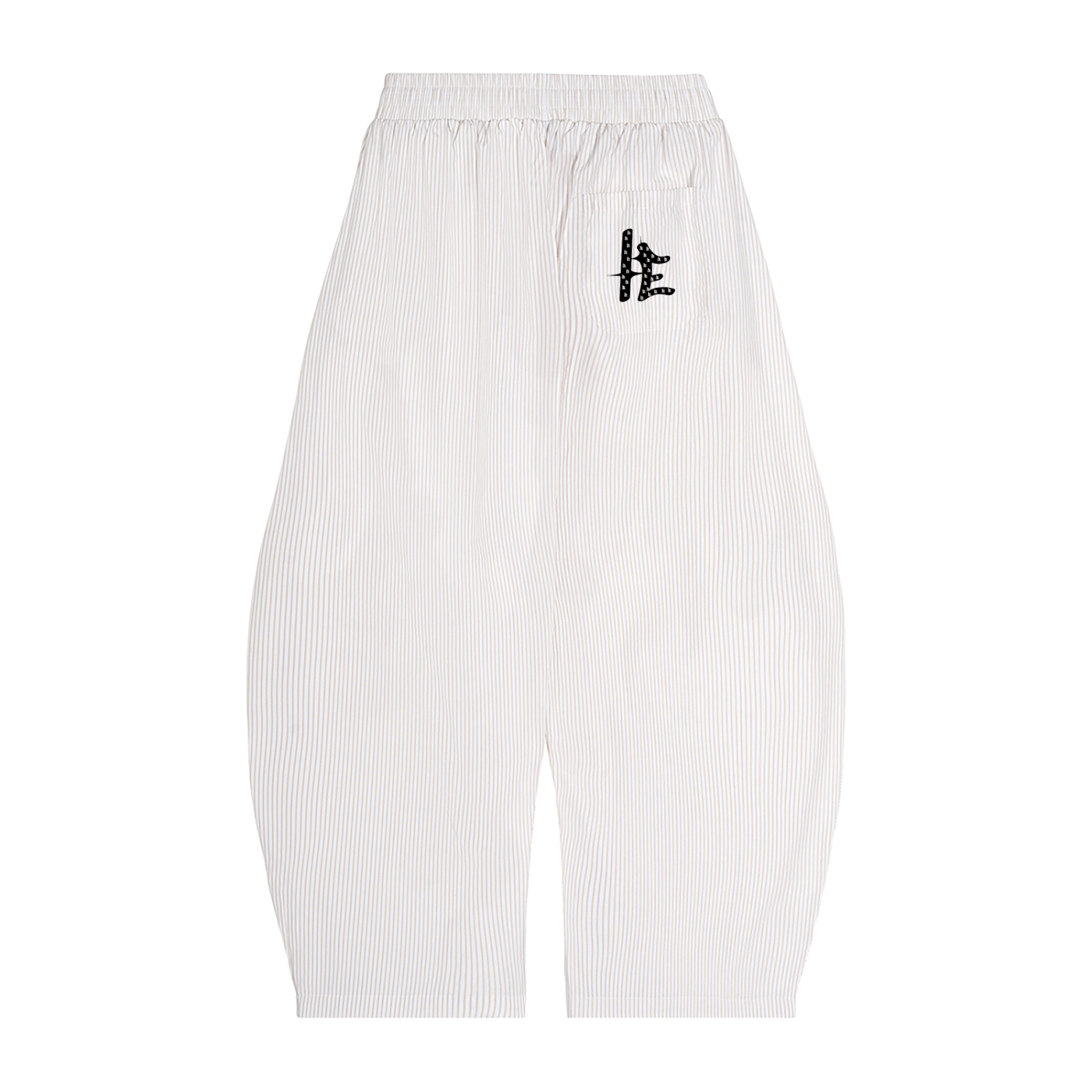 Vertical Stripe Drawstring Barrel Pants