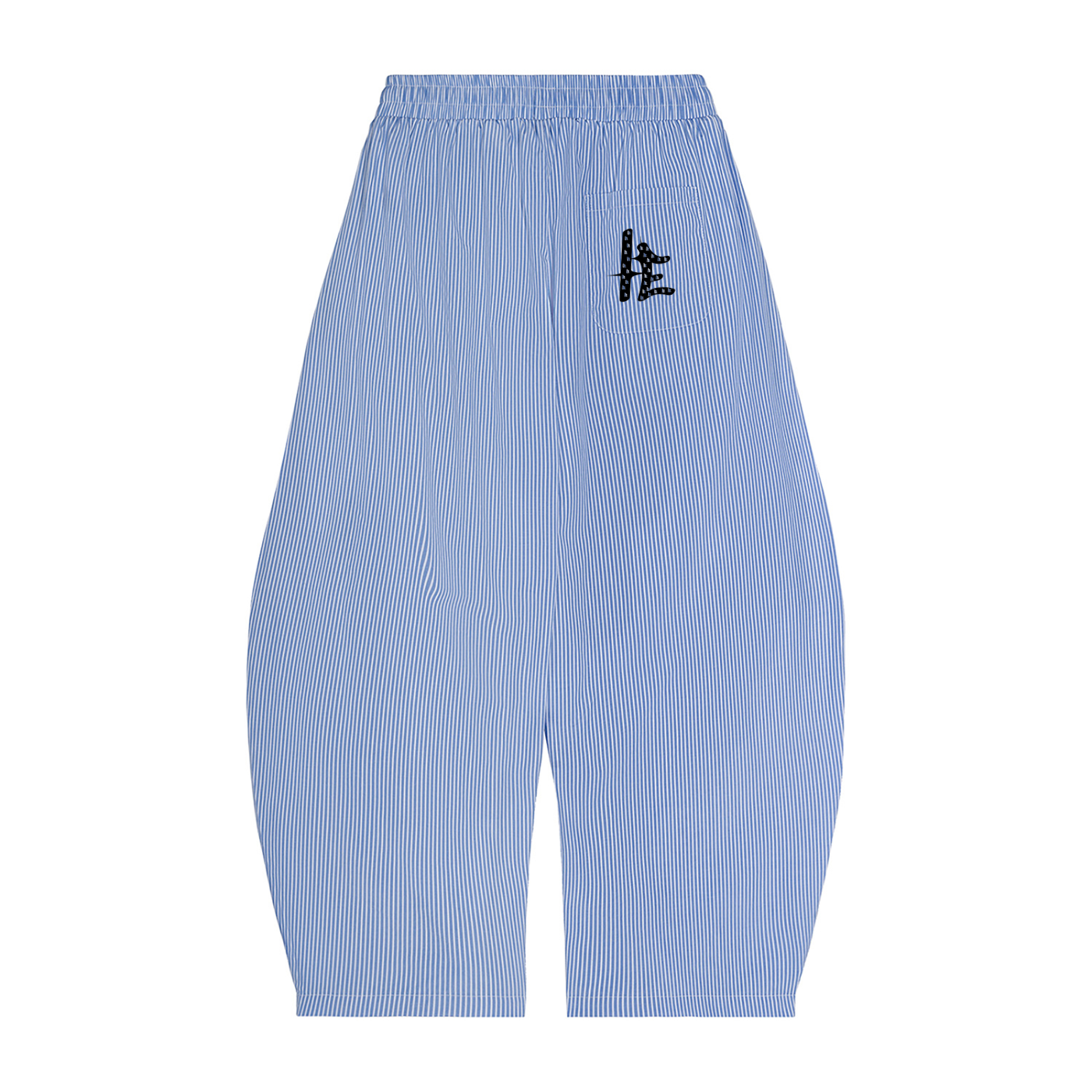 Vertical Stripe Drawstring Barrel Pants