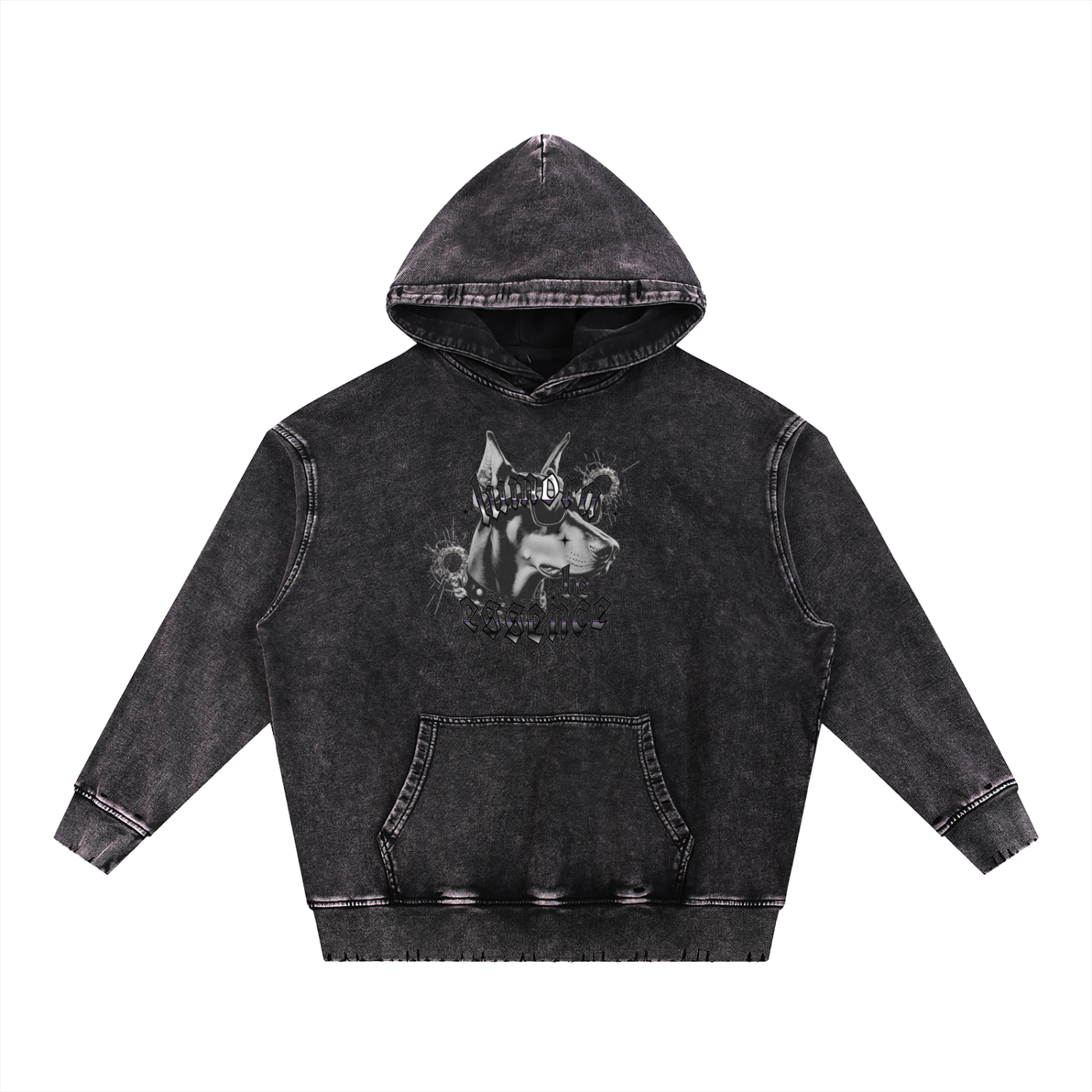 Snow Wash Hand-Frayed Heavyweight  Hoodie
