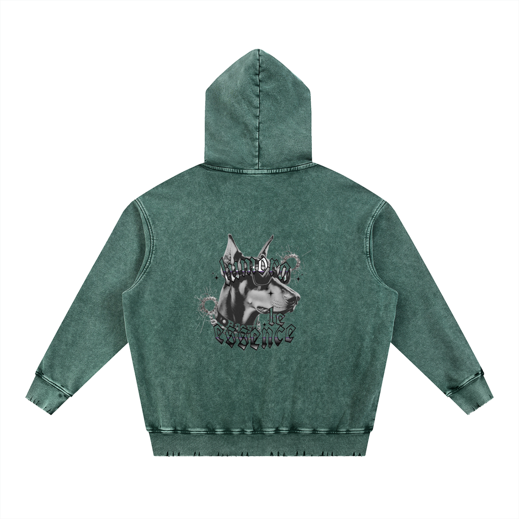 Snow Wash Hand-Frayed Heavyweight  Hoodie