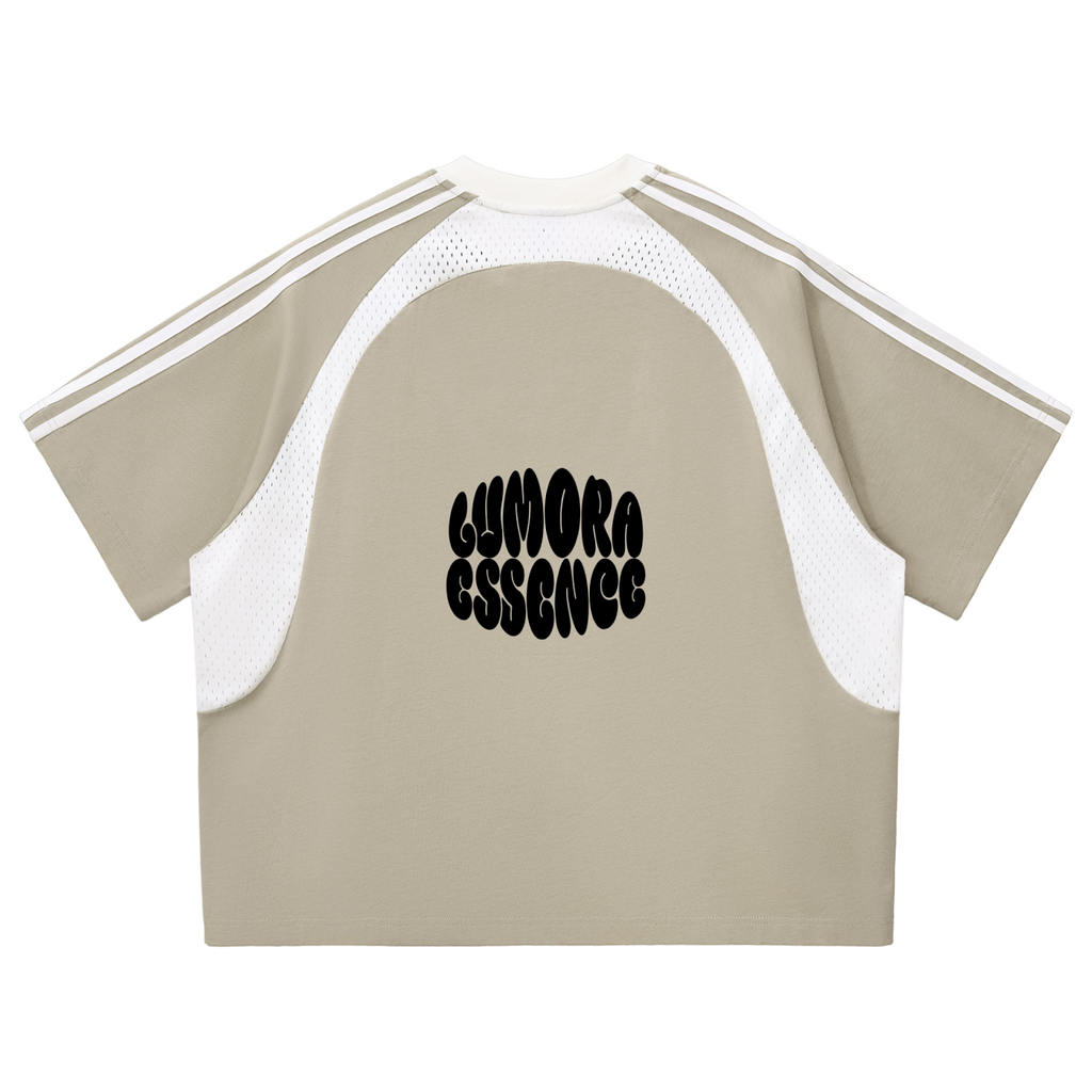 Contrast Stripes Panel Mesh T-shirt