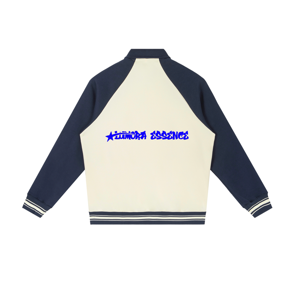 Contrast Raglan Sleeve Baseball Jacket