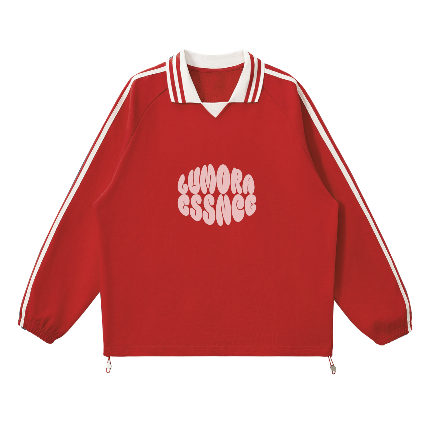 Contrast Striped Lapel Collar Sweatshirt