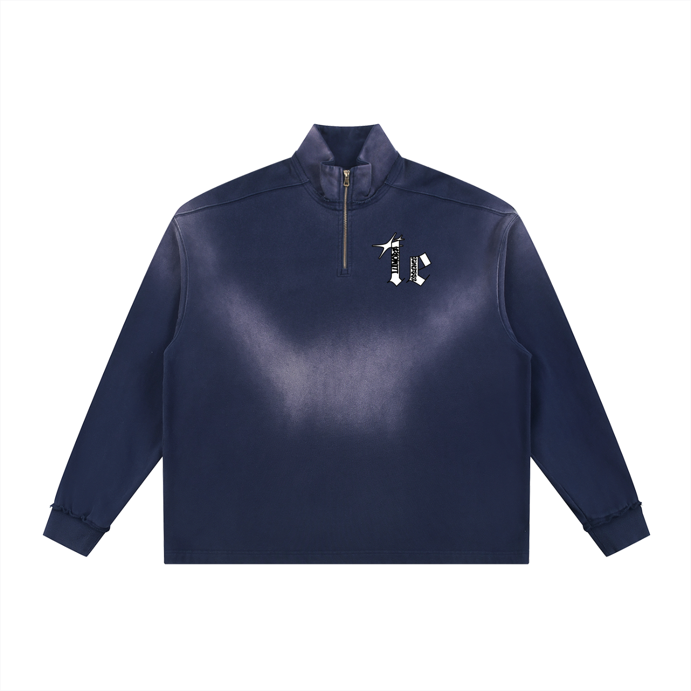 Sun Fade Raw Edge Quarter-Zip Sweatshirt