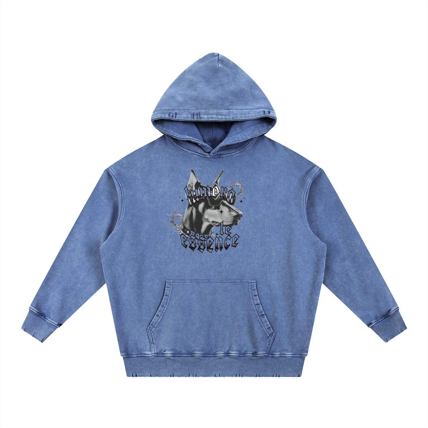 Snow Wash Hand-Frayed Heavyweight  Hoodie