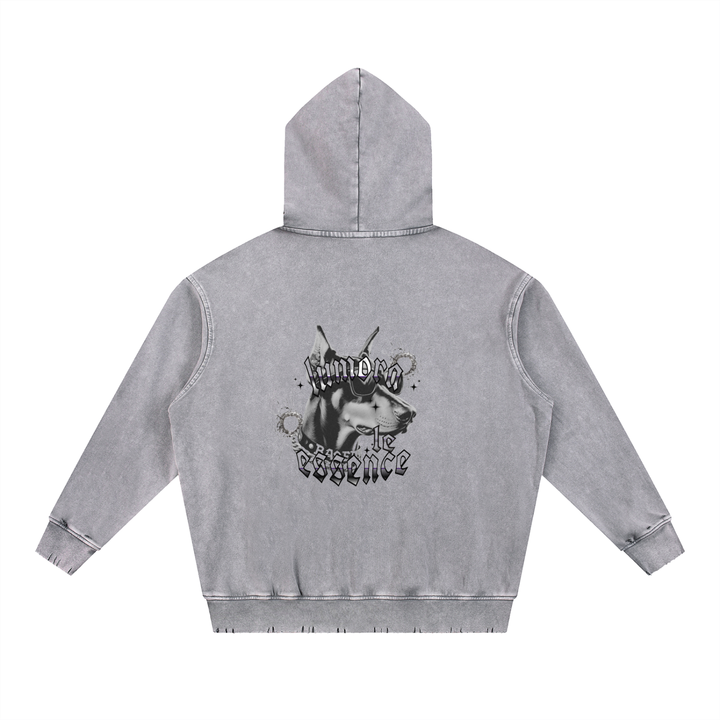 Snow Wash Hand-Frayed Heavyweight  Hoodie
