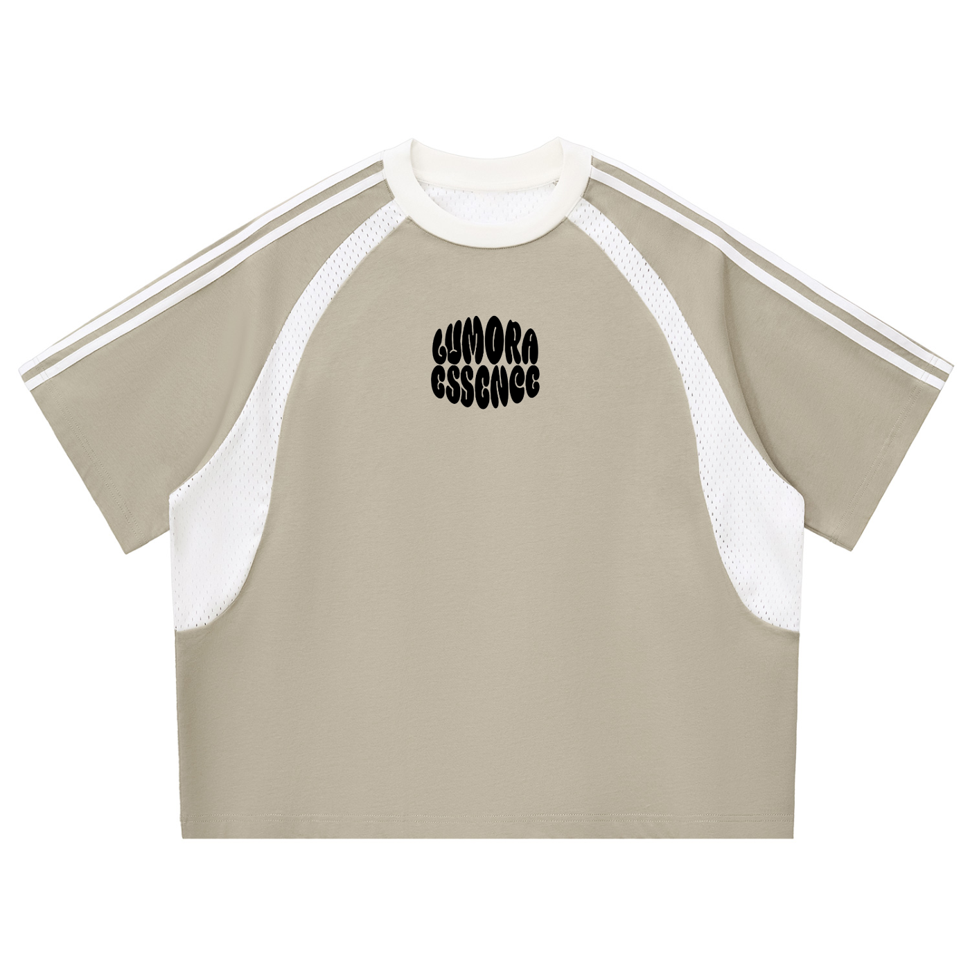 Contrast Stripes Panel Mesh T-shirt