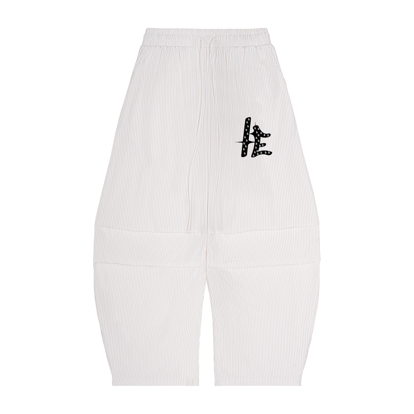 Vertical Stripe Drawstring Barrel Pants