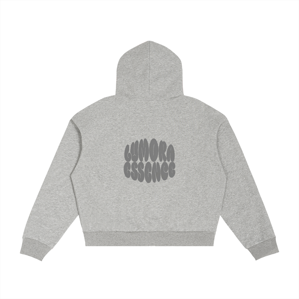 Contrast Plaid Boxy Zip Hoodie