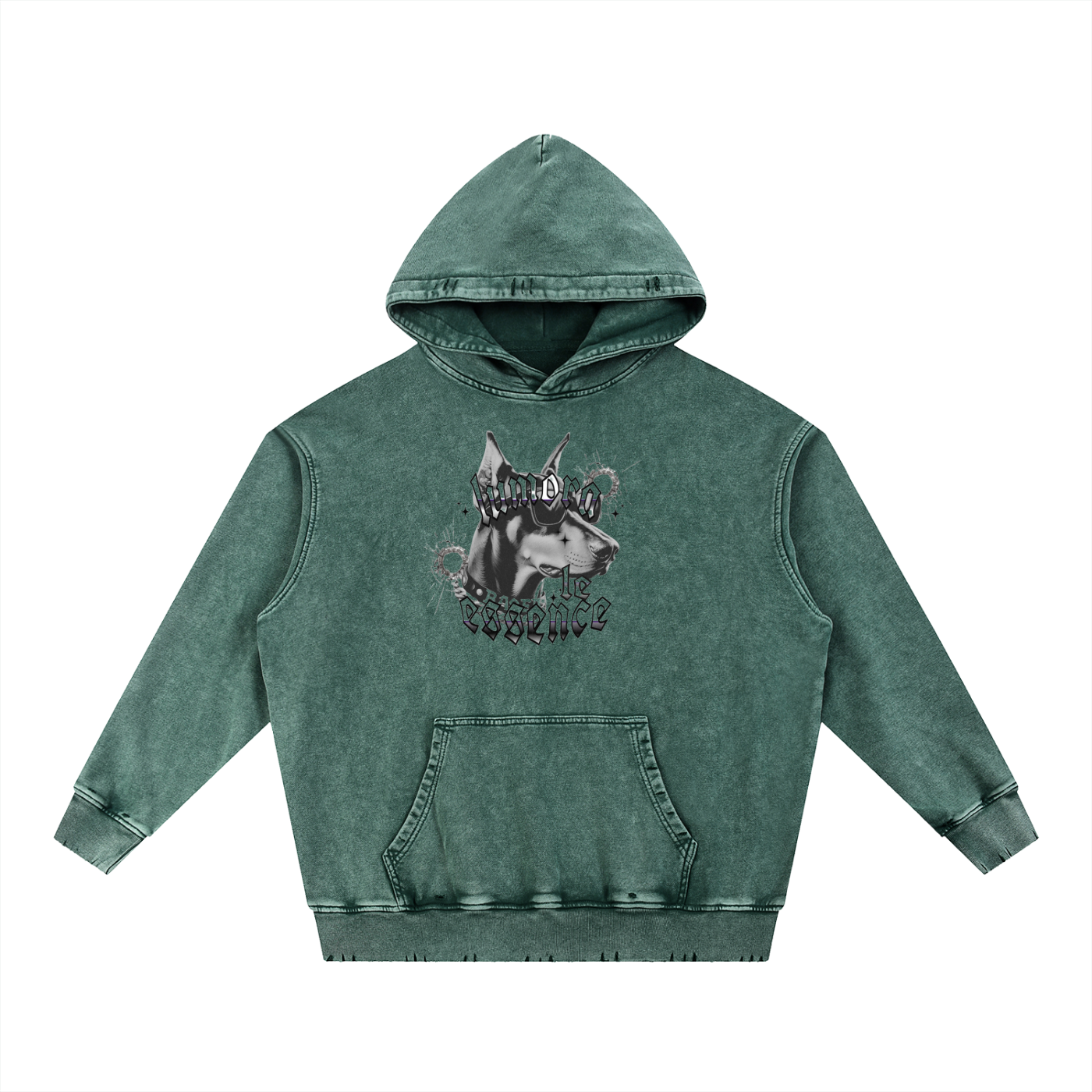 Snow Wash Hand-Frayed Heavyweight  Hoodie
