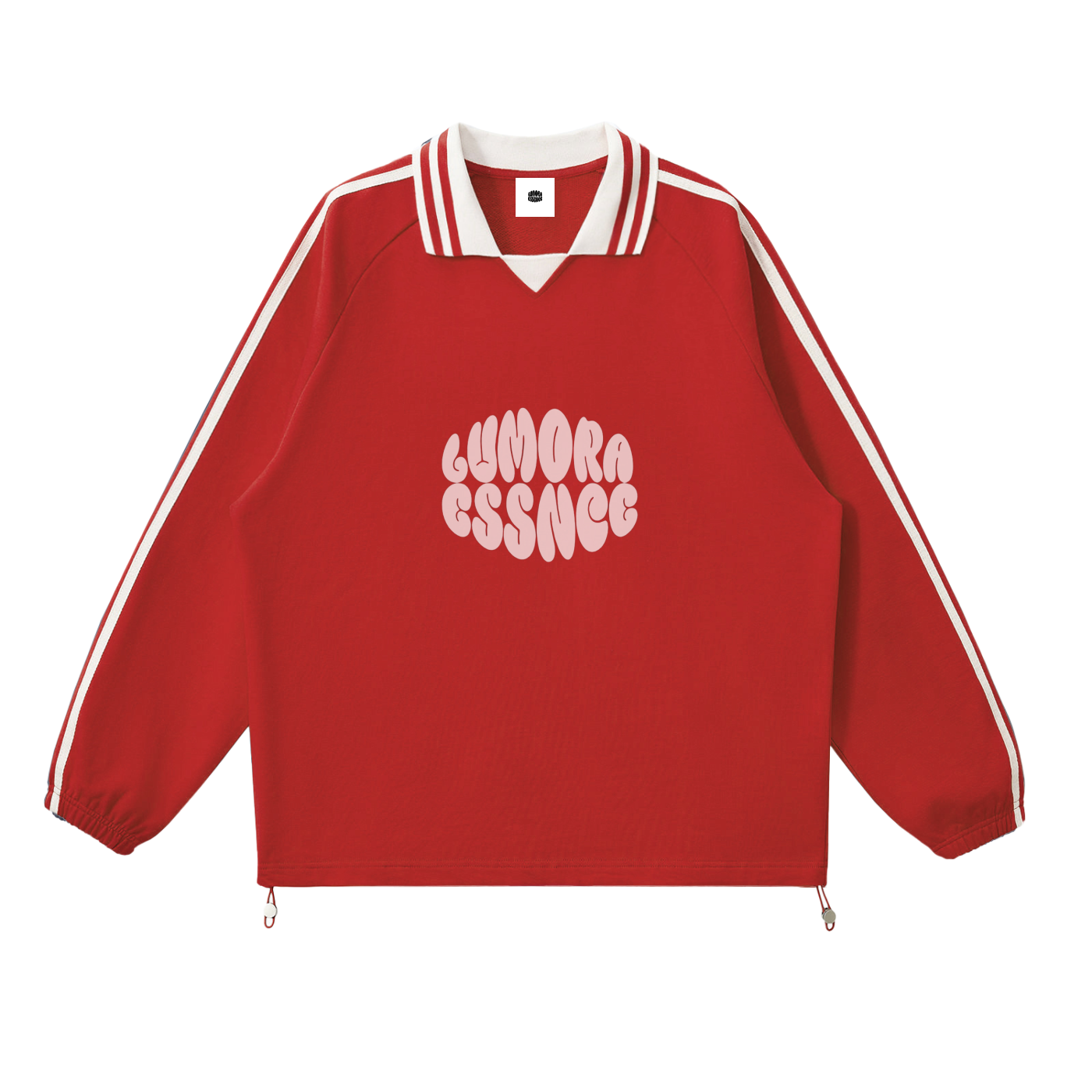 Contrast Striped Lapel Collar Sweatshirt