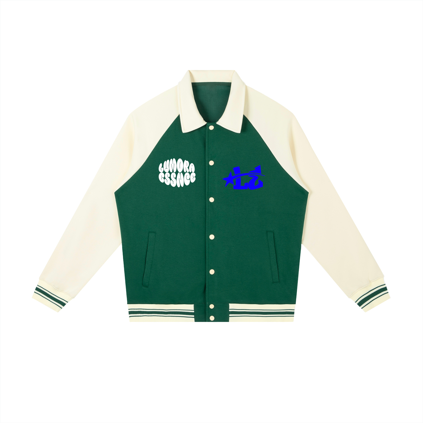 Contrast Raglan Sleeve Baseball Jacket