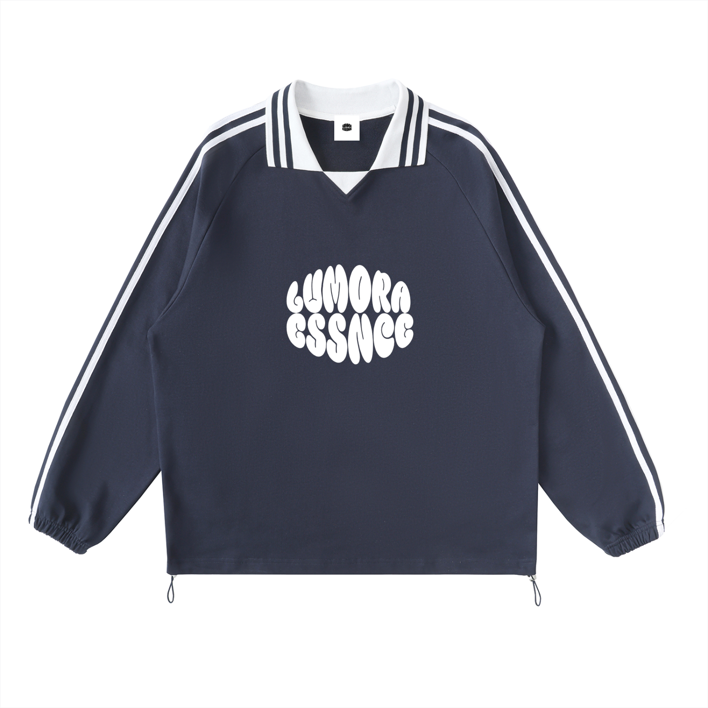 Contrast Striped Lapel Collar Sweatshirt