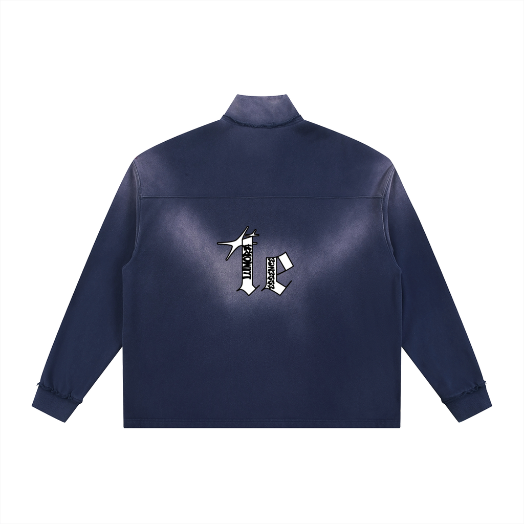 Sun Fade Raw Edge Quarter-Zip Sweatshirt