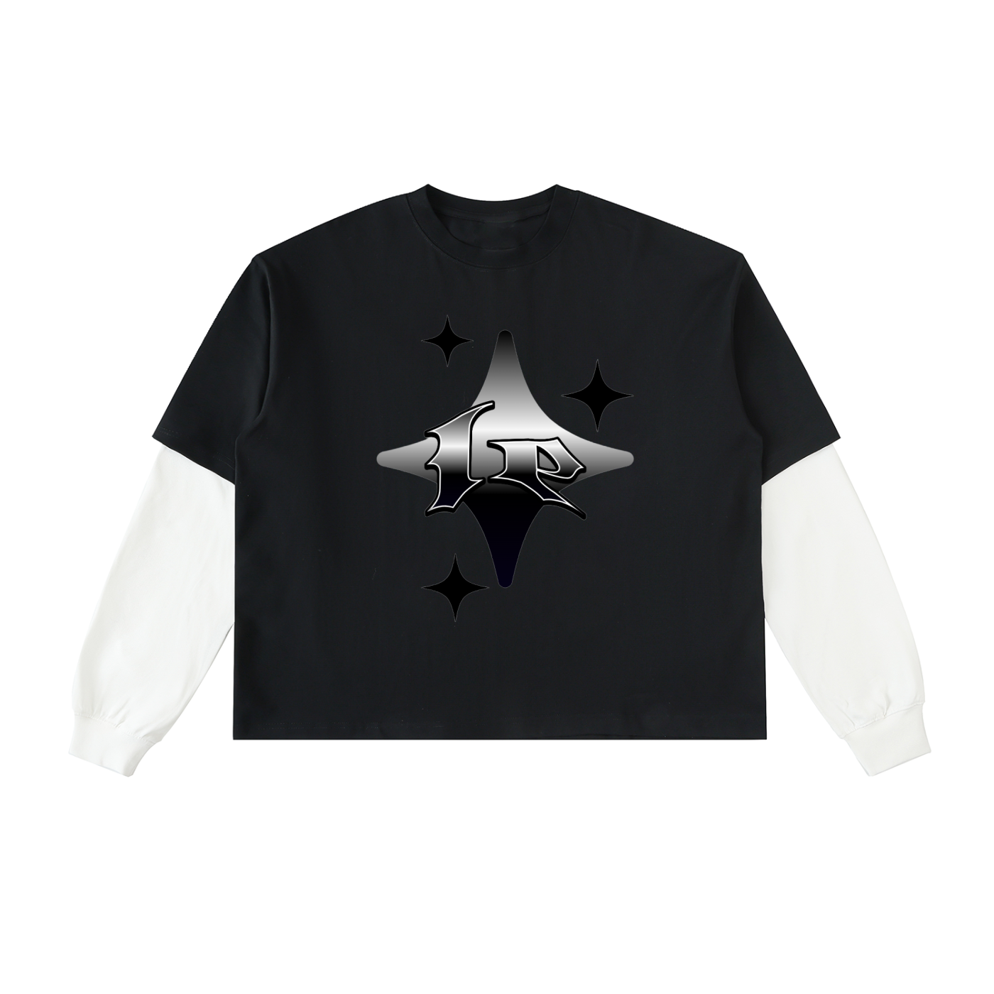 Layered Contrast Sleeve Cotton T-Shirt